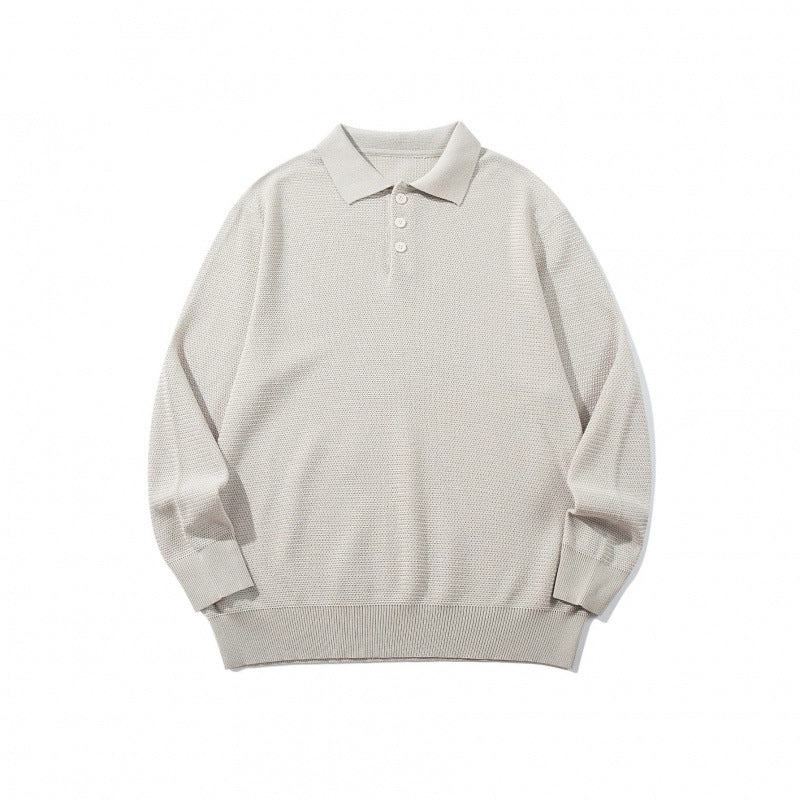 Unisex Boxy Fine Knit Polo Shirt with Henley Placket, Ribbed Cuffs and Raglan Sleeves Mune Fashion