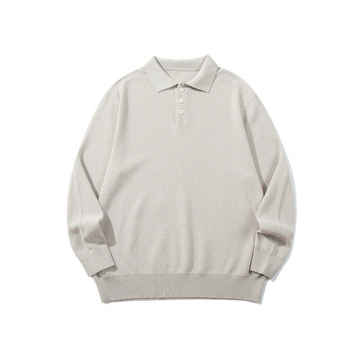 Unisex Boxy Fine Knit Polo Shirt with Henley Placket, Ribbed Cuffs and Raglan Sleeves Mune Fashion