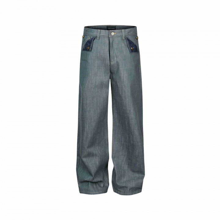 Women's Wide High-Waist Jeans with Patch Pockets and Wide Leg Mune Fashion