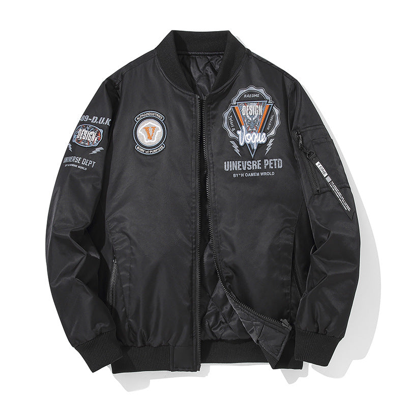Men's  urban patched utility zip-up bomber with sleeve pen pocket Mune Fashion