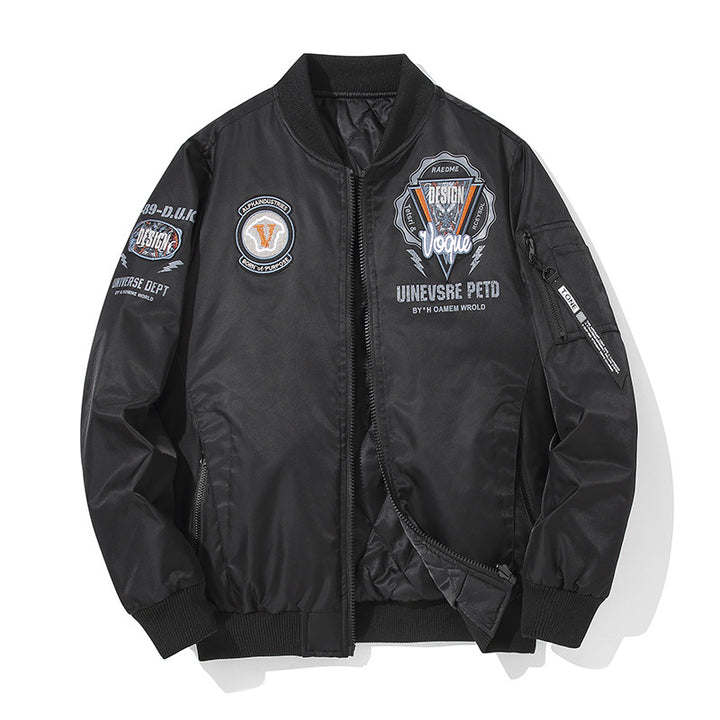Men's  urban patched utility zip-up bomber with sleeve pen pocket Mune Fashion