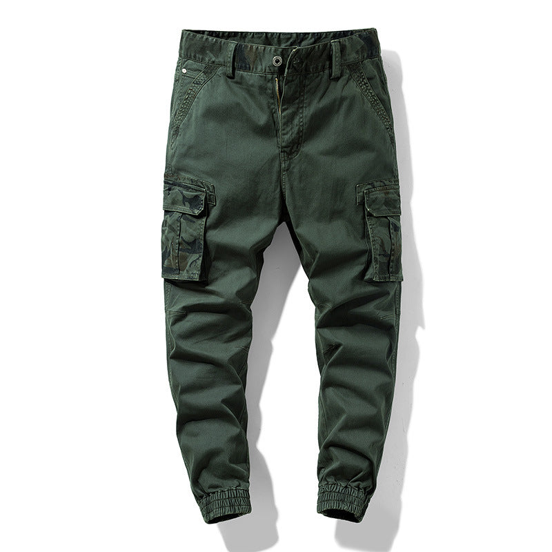 Men's cargo jogger pants with multifunctional pockets, elastic hem & camouflage accent Mune Fashion