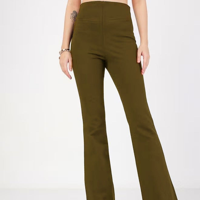 Women's High-Waisted Bootcut Stretch Pants with Shaping Thigh and Wide Flare Drune