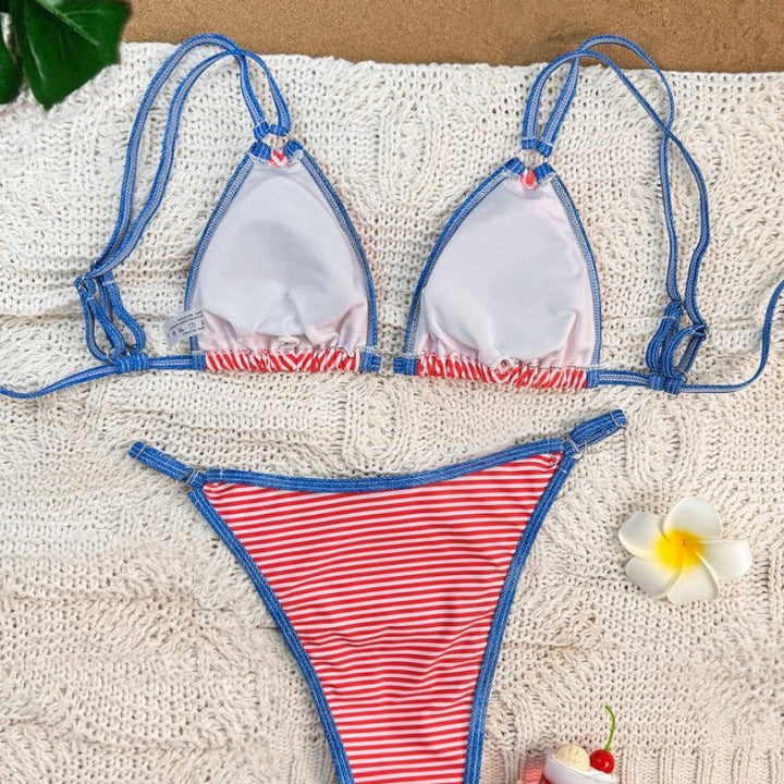 Women's Triangle Bikini Set with Playful Pattern Mune Fashion