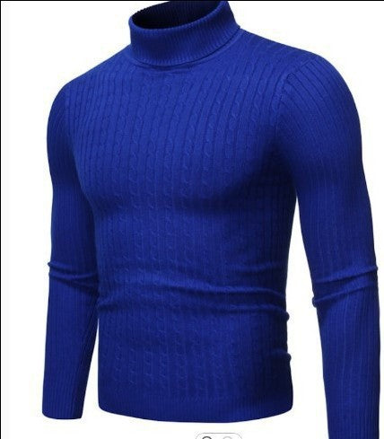 Men's ribbed turtleneck sweater with cable knit pattern and form-fitting slim-fit silhouette Mune Fashion