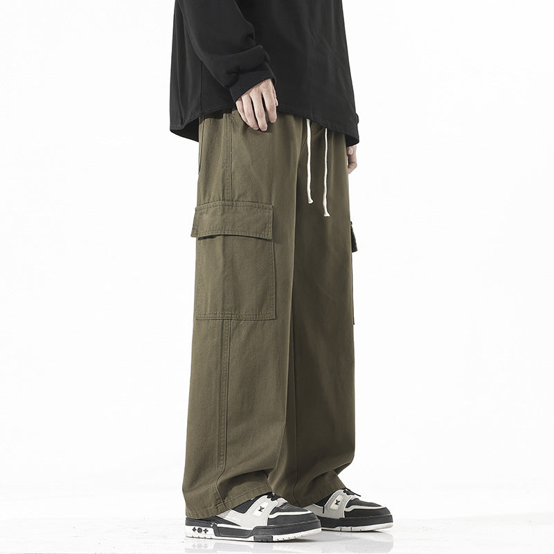 Men's Super Wide Utility Cargo Pants in Low Rise Baggy Cut with Drawstring Mune Fashion