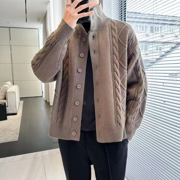 Men's chunky knit cardigan with double zipper Mune Fashion