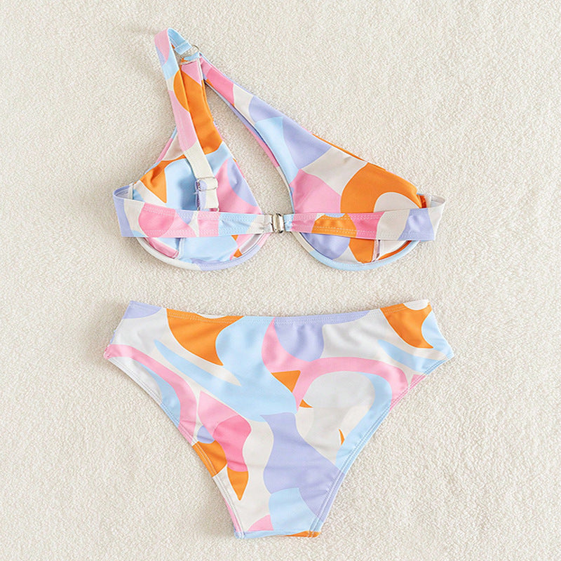 Women's Sporty Colorfully Patterned Bikini Mune Fashion