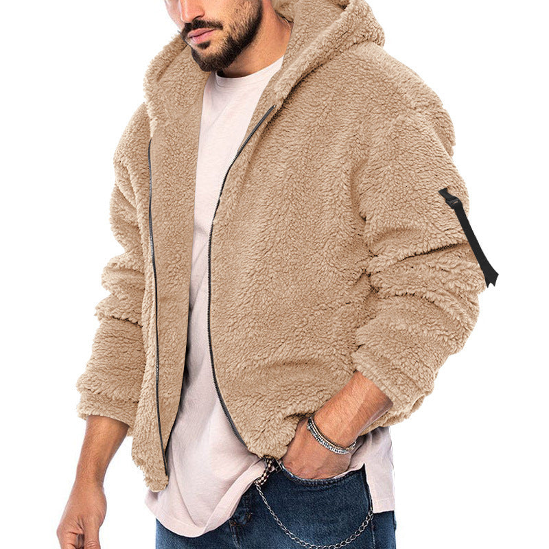 Men's Padded Fleece Hoodie with Teddy Finish, Zipper and Side Pockets Mune Fashion