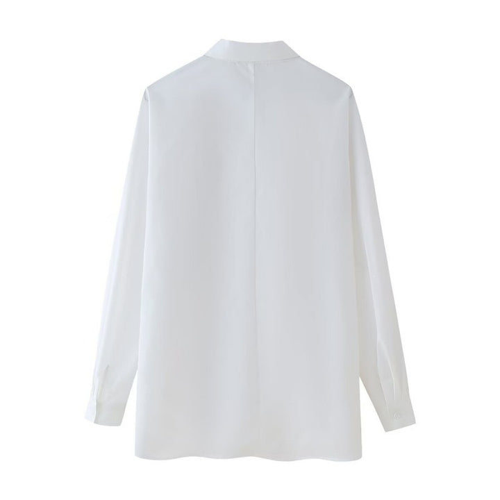 Women Oversize Shirt Blouse with Palm Motif made of Golden Sequins Mune Fashion