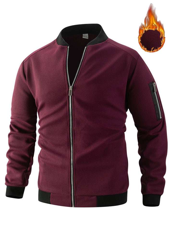 Men's lightly padded bomber jacket with waffle structure, full zip and arm pocket Mune Fashion
