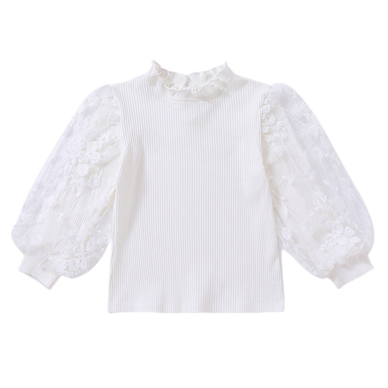 Girl sweatshirt with floral embroidery motifs and ruffles Mune Fashion