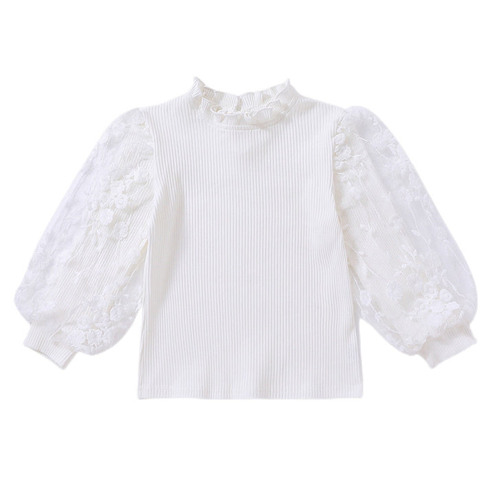 Girl sweatshirt with floral embroidery motifs and ruffles Mune Fashion