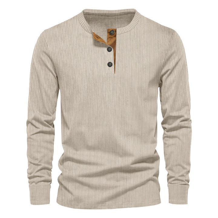 Men's knitted thermal henley with contrast button placket and ribbed cuffs Mune Fashion
