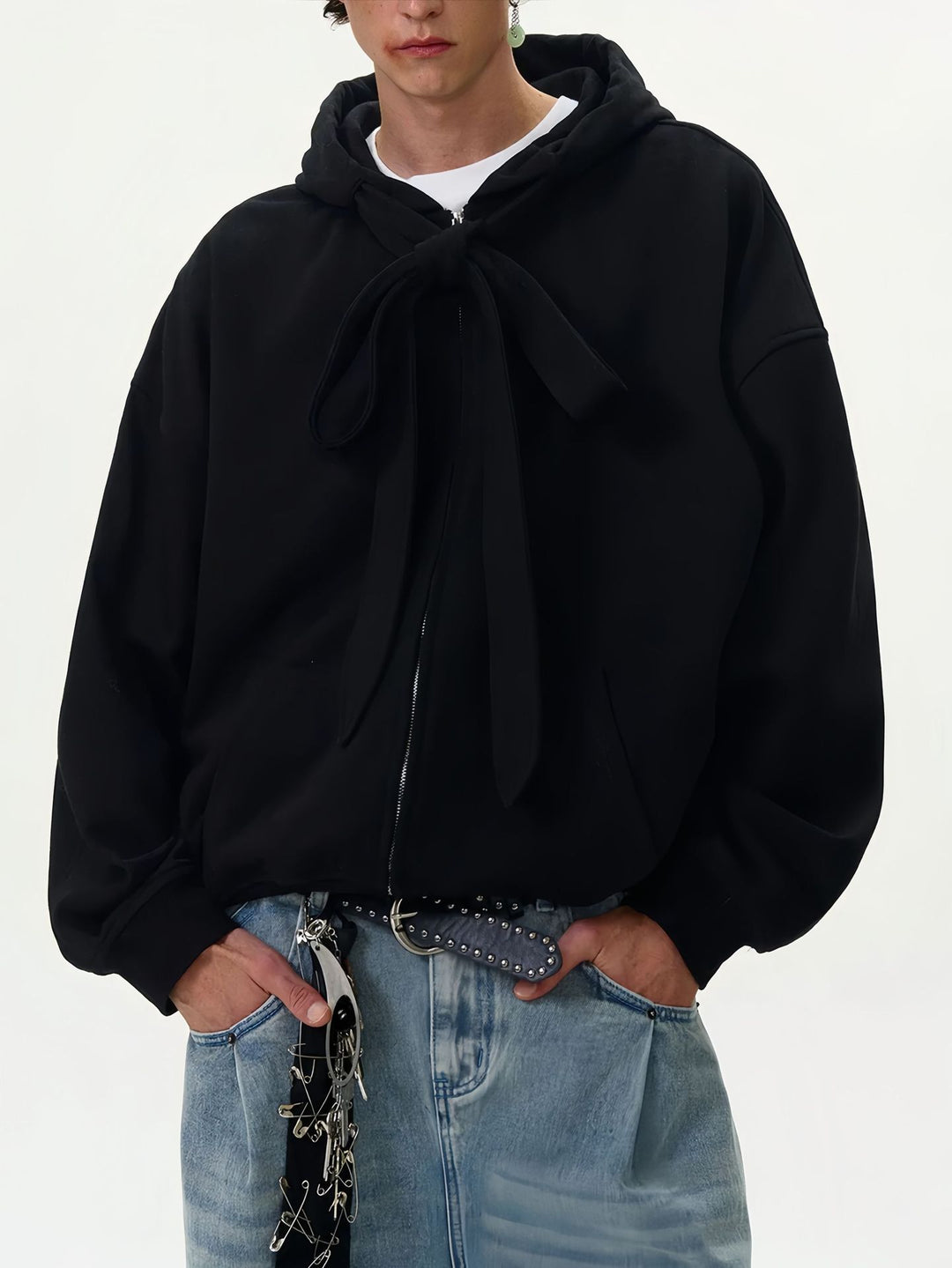 Women's Fashion Hoodie Jacket with Bow Detail