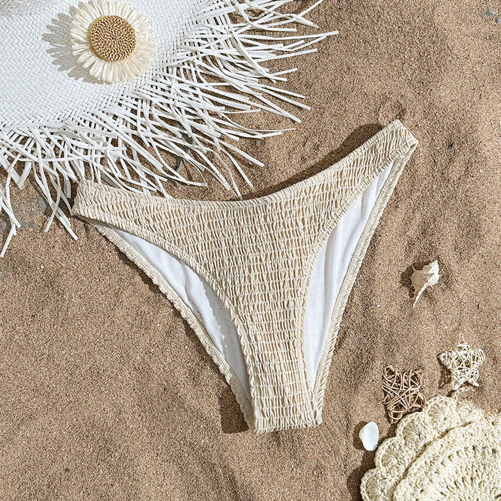 Women high leg cut bikini bottom with ruching Mune Fashion