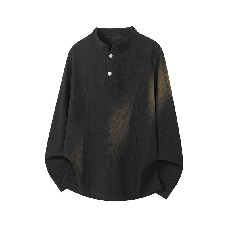 Men's High-Quality Long Sleeve Shirt with Stand Collar and Button Placket Mune Fashion