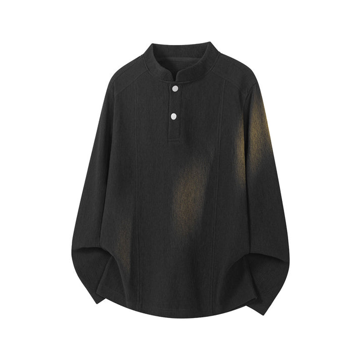 Men's High-Quality Long Sleeve Shirt with Stand Collar and Button Placket Mune Fashion