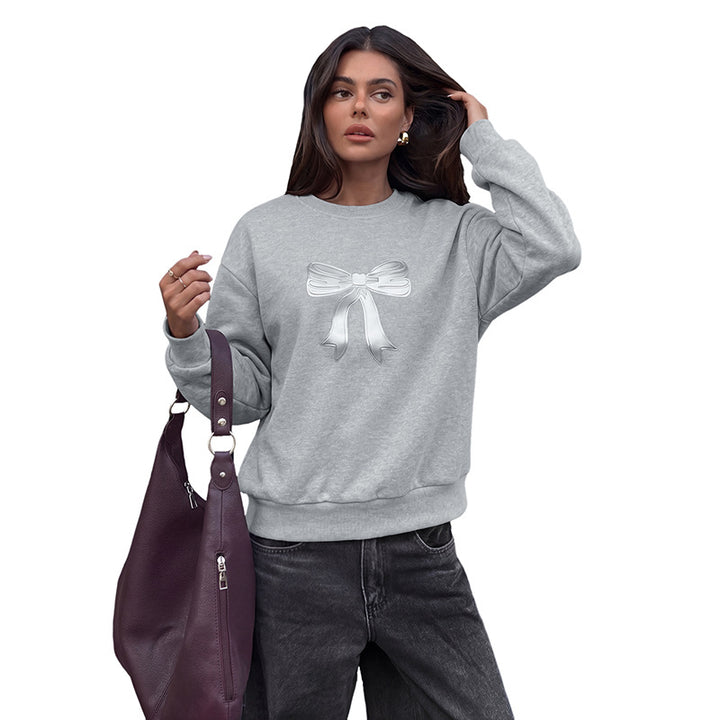 Women Comfortable Sweatshirt with Bow Patterns Mune Fashion
