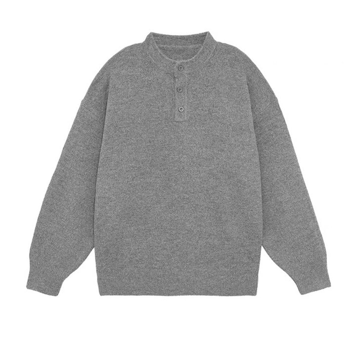 Men's Comfortable Chunky Knit Sweater with Button Placket Mune Fashion