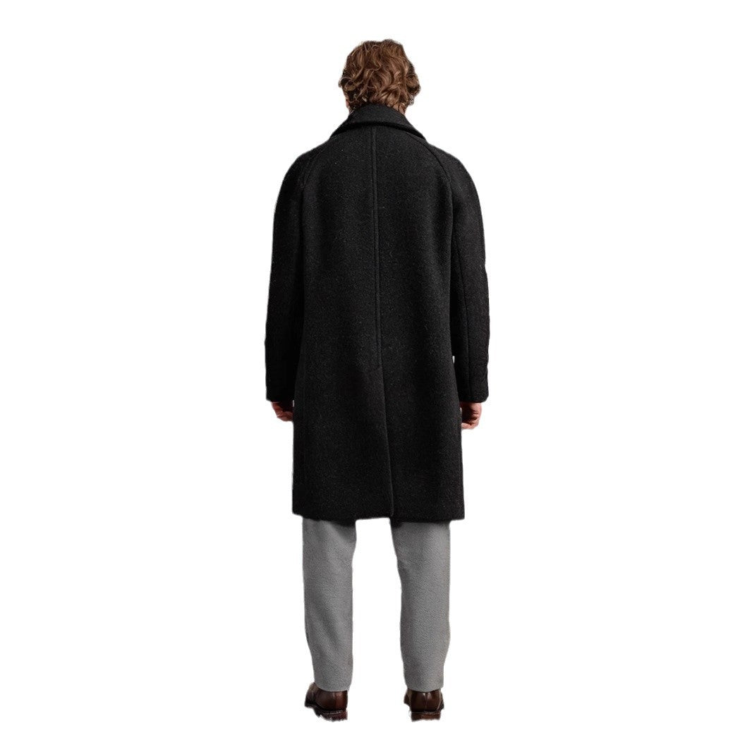 Men's Mid-Length Teddy Wool Coat with Patch Pockets and Stand Collar Mune Fashion
