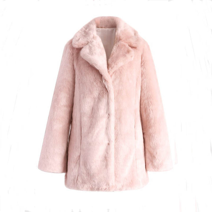 Women's short jacket made of soft faux fur with open cut and boxy silhouette Mune Fashion