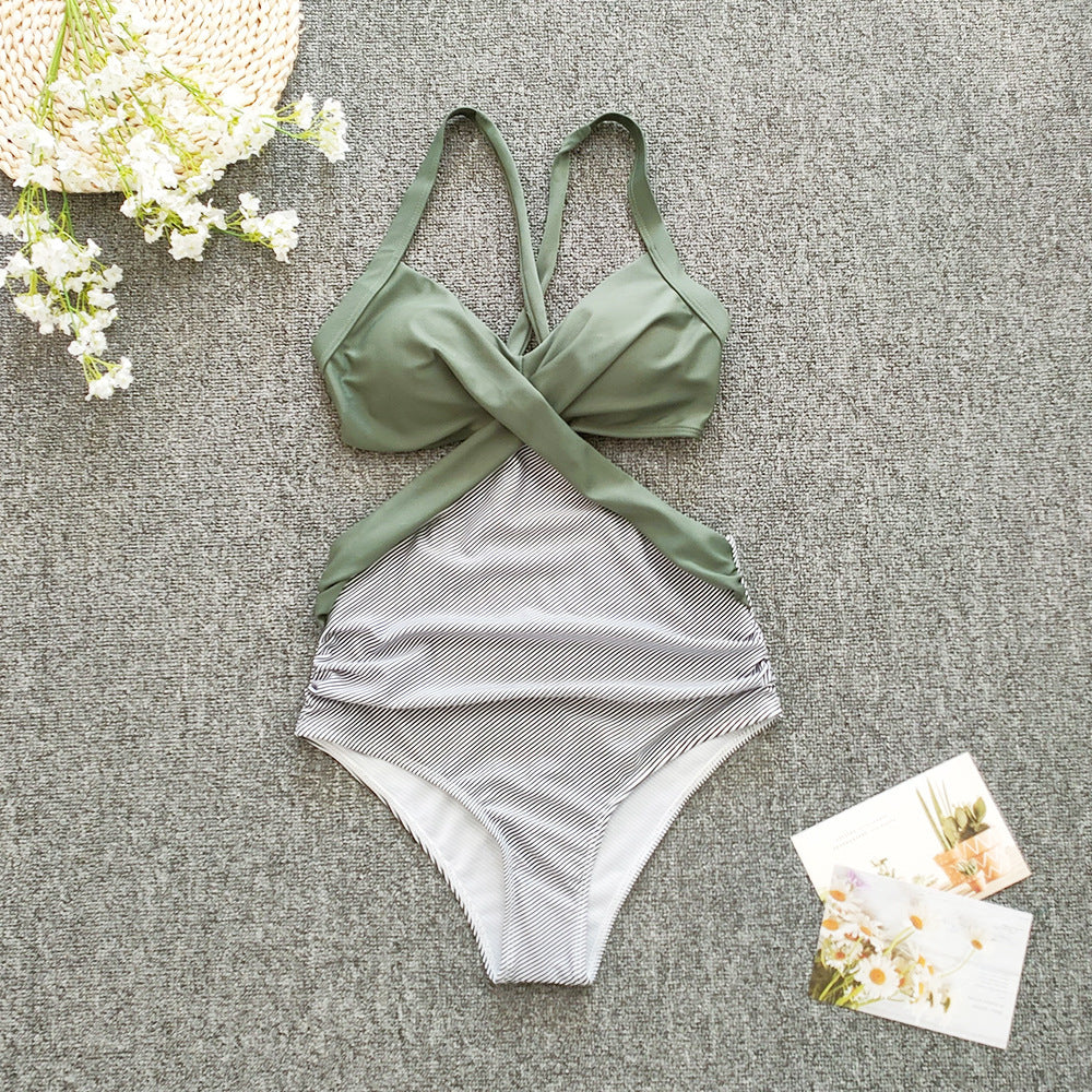 Women's One-Piece Swimsuit with Crossed Design Mune Fashion
