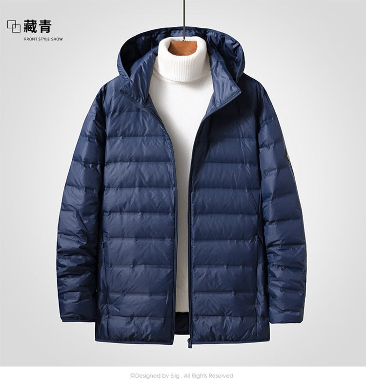 Men's Ultra-Light Compact Padded Coat with Hood and Water-Repellent Shell Mune Fashion