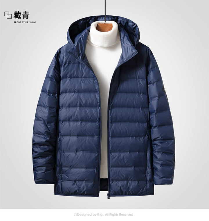 Men's Ultra-Light Compact Padded Coat with Hood and Water-Repellent Shell Mune Fashion