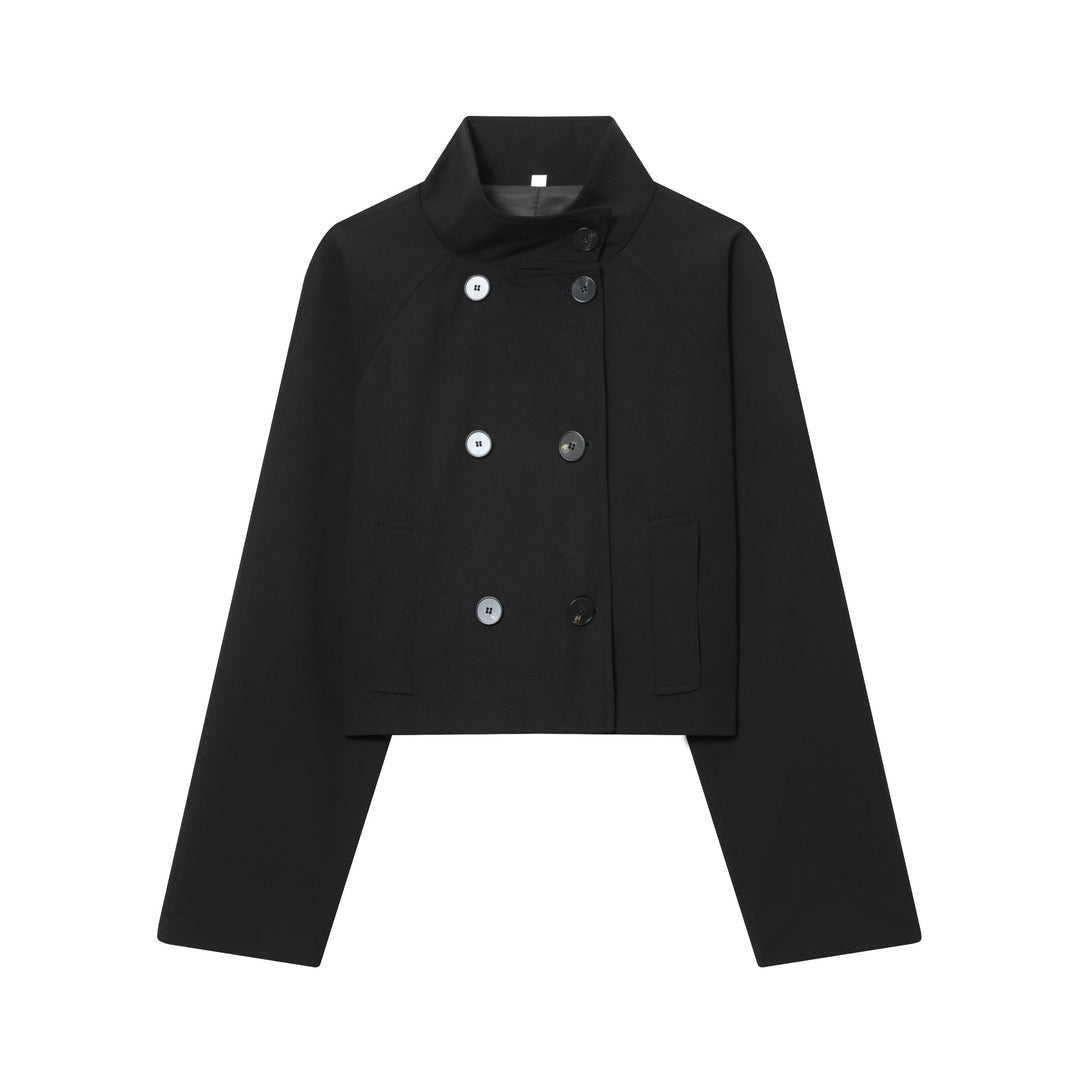 Women nan short double-breasted short coat with high stand-up collar Mune Fashion