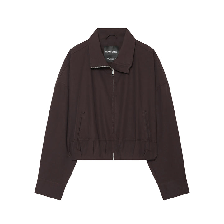Women's short cut oversized bomber jacket made of cotton mix with zipper Mune Fashion