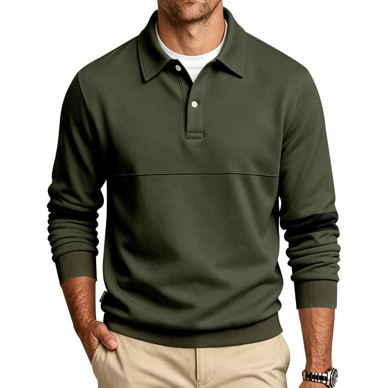 Men's sporty-casual polo sweatshirt with half-button placket and sleeve contrast Mune Fashion