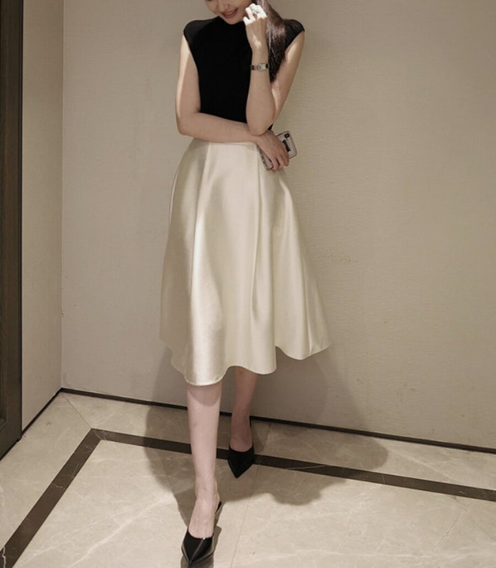 Ladies Elegant Midi Tulle Skirt with Swirling Hem Mune Fashion