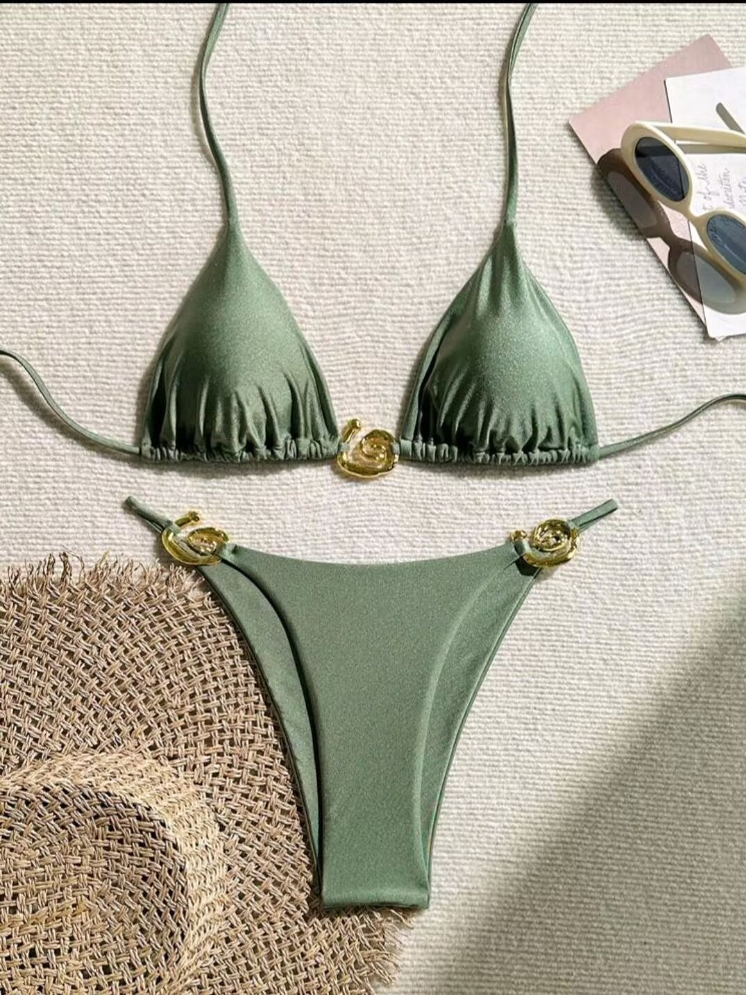 Women's Triangle Bikini with sophisticated Gold Detail Mune Fashion