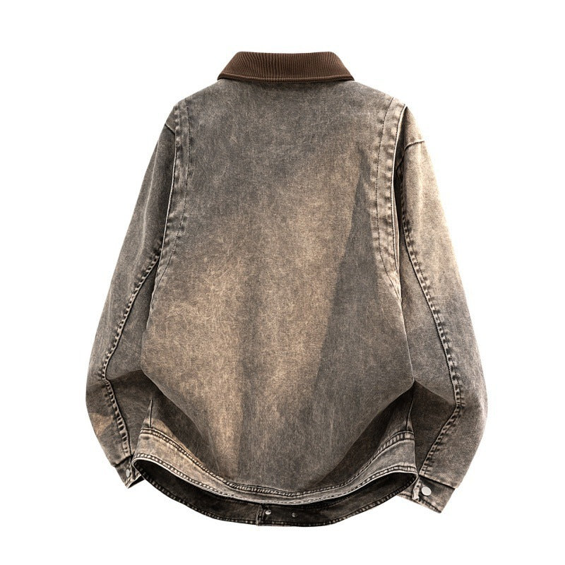 Men's Casual Denim Jacket with Cord Collar Mune Fashion