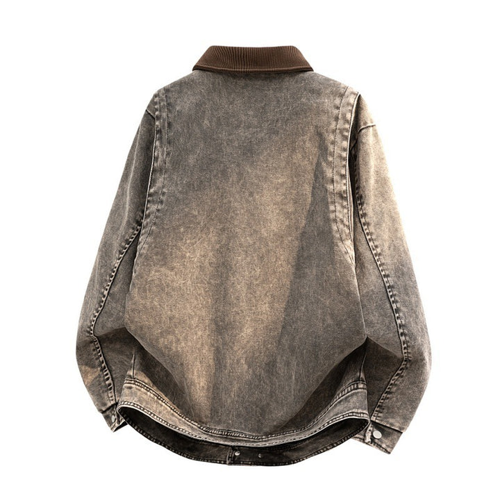 Men's Casual Denim Jacket with Cord Collar Mune Fashion