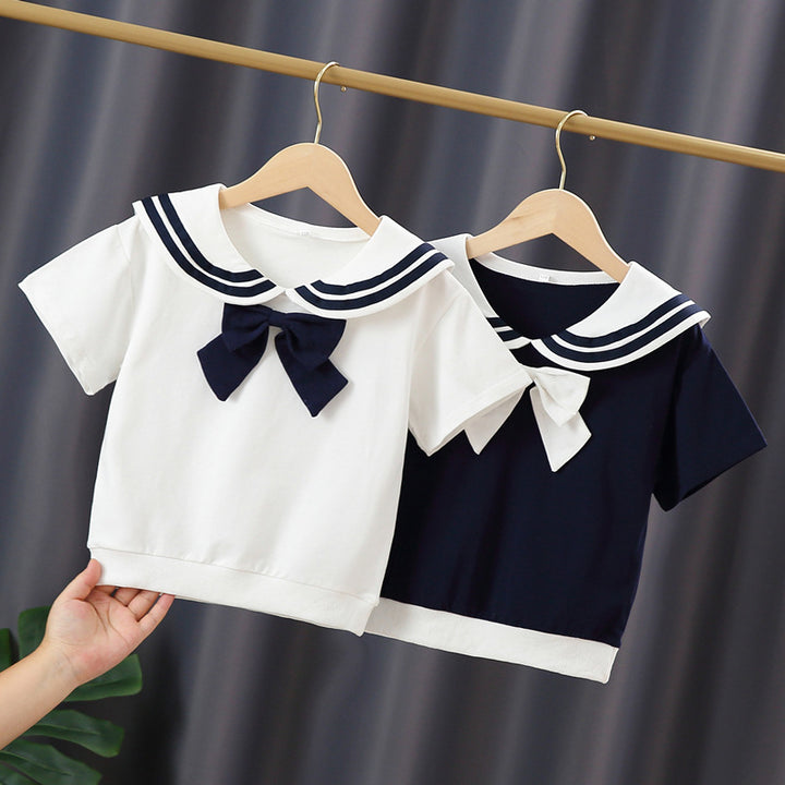 Girls sailor t-shirt with bow detail Mune Fashion