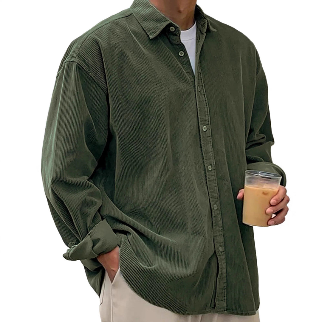 Men's oversized cord shirt with fine wale corduroy texture and relaxed silhouette Mune Fashion