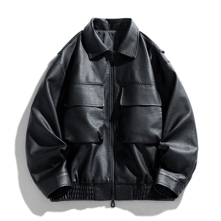 Men's Casual Faux Leather Jacket with Practical Pockets Mune Fashion