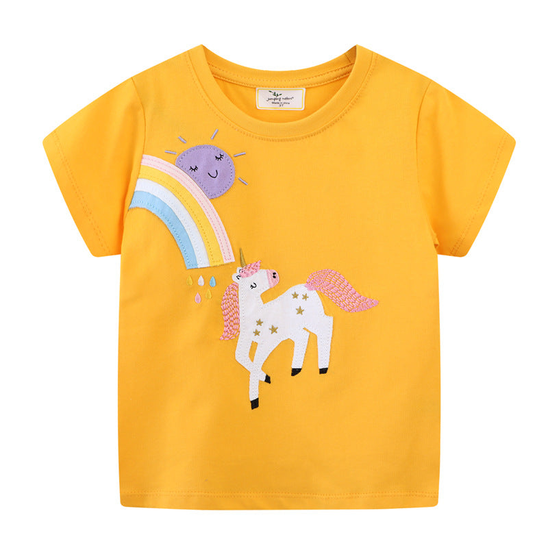 Girls T-shirt with colorful unicorn and rainbow design Mune Fashion