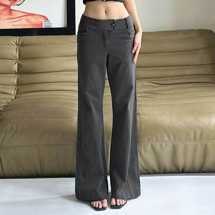 Women High-waisted Flared Trousers made of Wool Blend with Wide Leg Mune Fashion