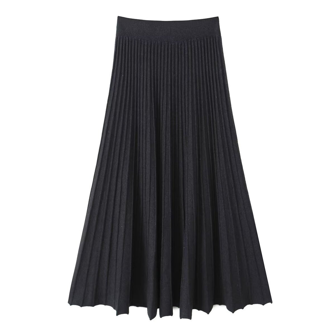 Women Pleated Maxi Skirt with High Stretch Waistband Mune Fashion
