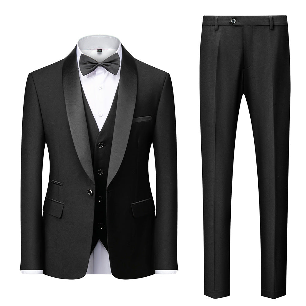 Men's single-breasted tuxedo with shawl collar, vest, and slim fit dress pants Mune Fashion