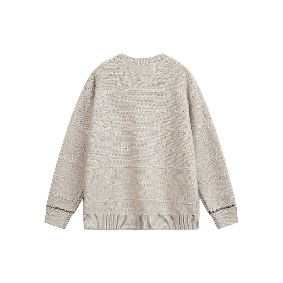Women's Oversized Knitted Sweater with Textured Stripes and Round Neck Mune Fashion