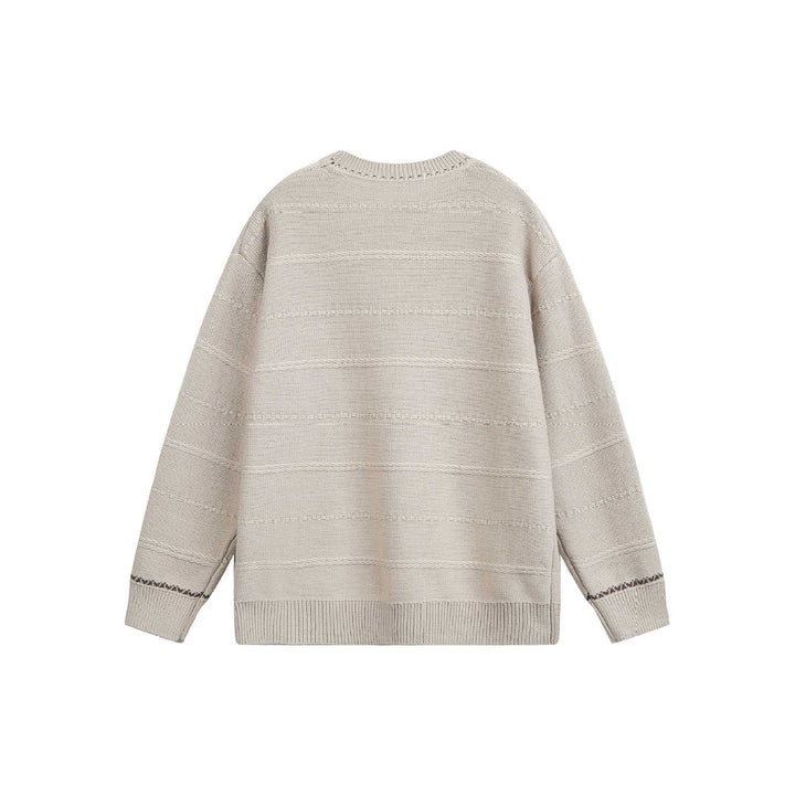 Women's Oversized Knitted Sweater with Textured Stripes and Round Neck Mune Fashion