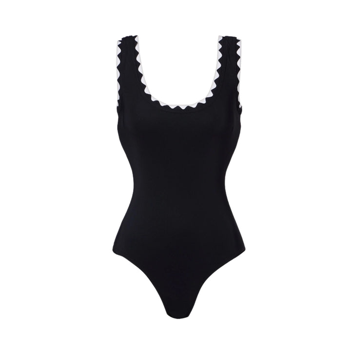 Women's One-Piece Swimsuit with Asymmetric Design and Matching Skirt Mune Fashion