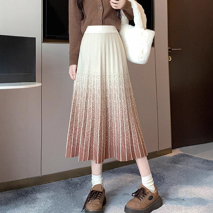 Ladies Elegant Pleated Midi Skirt Mune Fashion