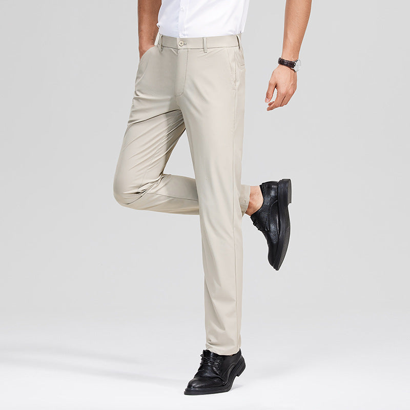 Men's Slim Business Stretch Pants with Crease and Comfort Waistband Mune Fashion