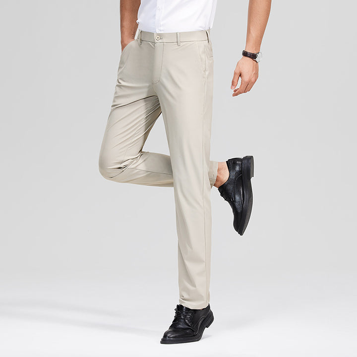 Men's Slim Business Stretch Pants with Crease and Comfort Waistband Mune Fashion