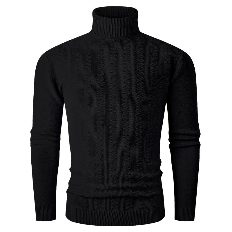 Men's turtleneck sweater made of fine knit with cable pattern and slim silhouette Mune Fashion